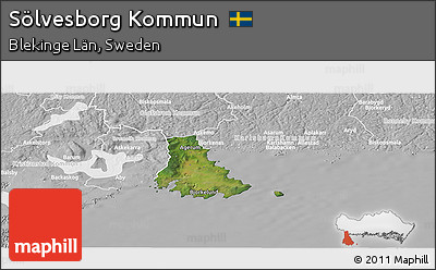 Satellite Panoramic Map of Sölvesborg Kommun, lighten, desaturated