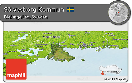Satellite Panoramic Map of Sölvesborg Kommun, physical outside