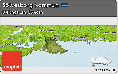 Satellite Panoramic Map of Sölvesborg Kommun, physical outside