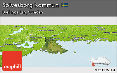 Satellite Panoramic Map of Sölvesborg Kommun, physical outside