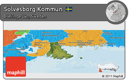 Satellite Panoramic Map of Sölvesborg Kommun, political outside