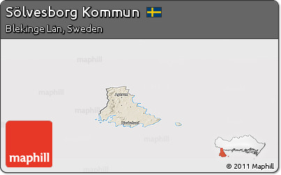 Shaded Relief Panoramic Map of Sölvesborg Kommun, cropped outside