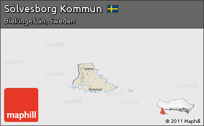 Shaded Relief Panoramic Map of Sölvesborg Kommun, cropped outside