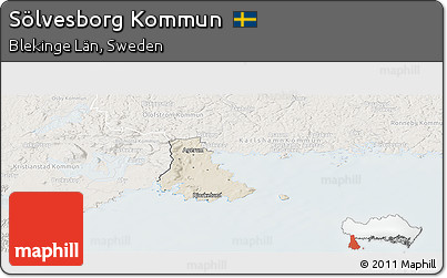 Shaded Relief Panoramic Map of Sölvesborg Kommun, lighten
