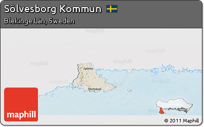 Shaded Relief Panoramic Map of Sölvesborg Kommun, single color outside