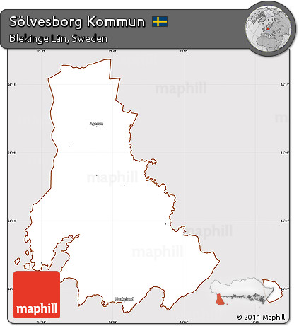 Classic Style Simple Map of Sölvesborg Kommun, cropped outside