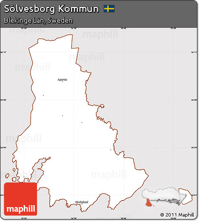 Classic Style Simple Map of Sölvesborg Kommun, cropped outside