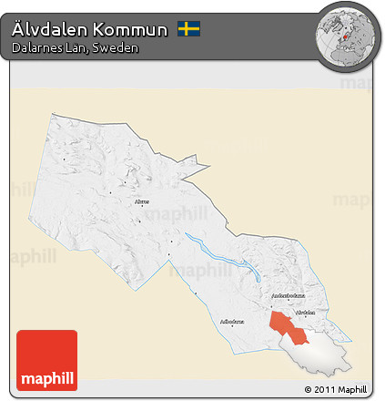 Classic Style 3D Map of Älvdalen Kommun, single color outside