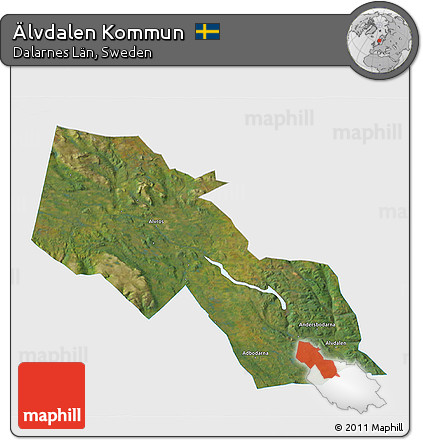 Satellite 3D Map of Älvdalen Kommun, single color outside