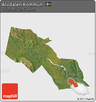 Satellite 3D Map of Älvdalen Kommun, single color outside
