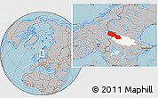 Gray Location Map of Älvdalen Kommun, highlighted parent region, hill shading