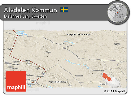 Shaded Relief Panoramic Map of Älvdalen Kommun