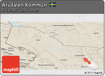 Shaded Relief Panoramic Map of Älvdalen Kommun