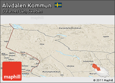 Shaded Relief Panoramic Map of Älvdalen Kommun