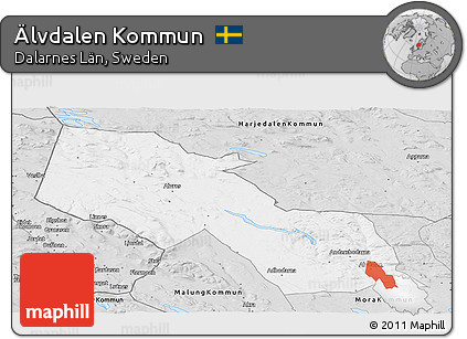 Silver Style Panoramic Map of Älvdalen Kommun
