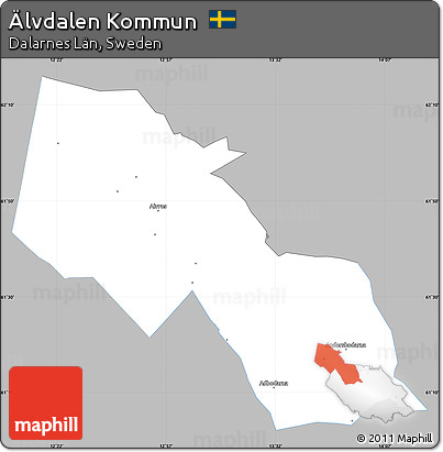Gray Simple Map of Älvdalen Kommun, single color outside