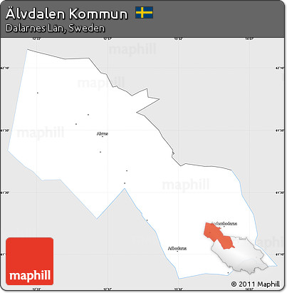 Silver Style Simple Map of Älvdalen Kommun, single color outside