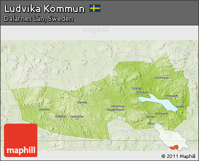 Physical 3D Map of Ludvika Kommun, lighten