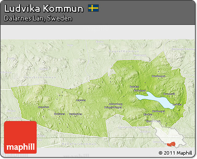 Physical 3D Map of Ludvika Kommun, lighten