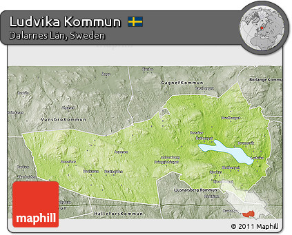 Physical 3D Map of Ludvika Kommun, semi-desaturated
