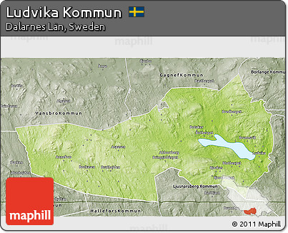 Physical 3D Map of Ludvika Kommun, semi-desaturated