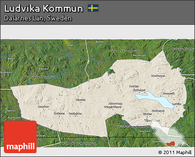 Shaded Relief 3D Map of Ludvika Kommun, satellite outside