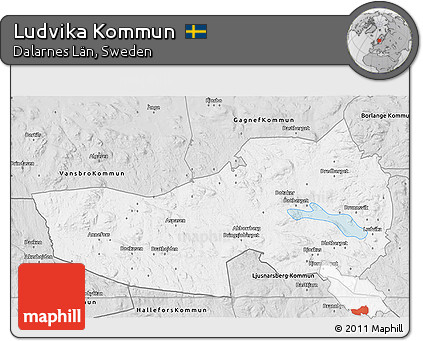 Silver Style 3D Map of Ludvika Kommun