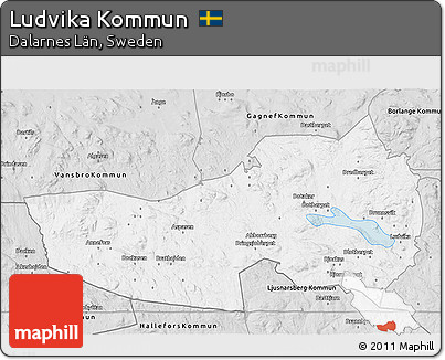 Silver Style 3D Map of Ludvika Kommun