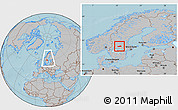 Gray Location Map of Ludvika Kommun, within the entire country, hill shading