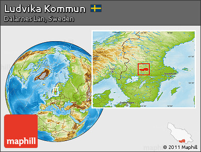Physical Location Map of Ludvika Kommun