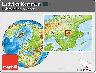 Physical Location Map of Ludvika Kommun