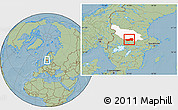 Savanna Style Location Map of Ludvika Kommun, highlighted parent region, hill shading