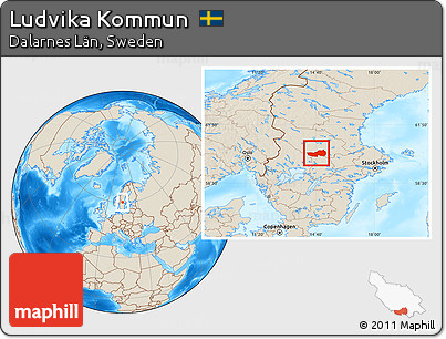 Shaded Relief Location Map of Ludvika Kommun