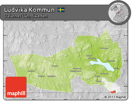 Physical Map of Ludvika Kommun, lighten, desaturated