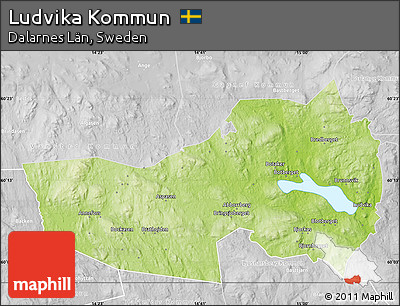 Physical Map of Ludvika Kommun, lighten, desaturated