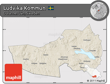 Shaded Relief Map of Ludvika Kommun, cropped outside