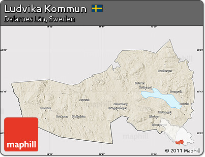 Shaded Relief Map of Ludvika Kommun, cropped outside