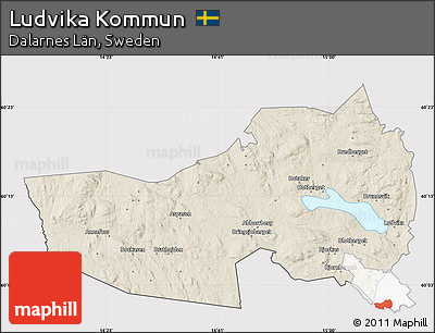Shaded Relief Map of Ludvika Kommun, cropped outside