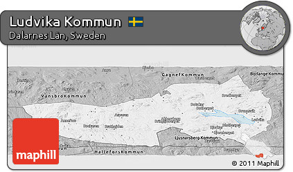 Gray Panoramic Map of Ludvika Kommun