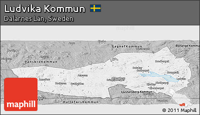 Gray Panoramic Map of Ludvika Kommun
