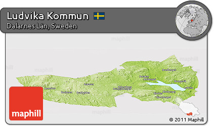 Physical Panoramic Map of Ludvika Kommun, cropped outside