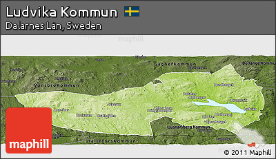 Physical Panoramic Map of Ludvika Kommun, darken