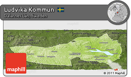 Physical Panoramic Map of Ludvika Kommun, darken