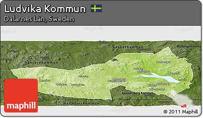 Physical Panoramic Map of Ludvika Kommun, darken