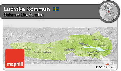 Physical Panoramic Map of Ludvika Kommun, lighten, desaturated