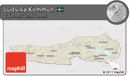 Shaded Relief Panoramic Map of Ludvika Kommun, cropped outside