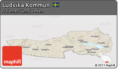 Shaded Relief Panoramic Map of Ludvika Kommun, cropped outside