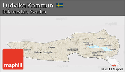 Shaded Relief Panoramic Map of Ludvika Kommun, cropped outside