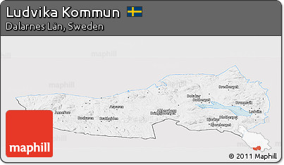 Silver Style Panoramic Map of Ludvika Kommun, single color outside
