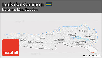 Silver Style Panoramic Map of Ludvika Kommun, single color outside